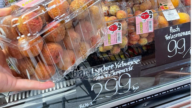Vải thiều Bắc Giang lên kệ siêu thị Thái Lan giá 230 nghìn đồng/kg Vải thiều Bắc Giang lên kệ siêu thị Thái Lan giá 230 nghìn đồng/kg