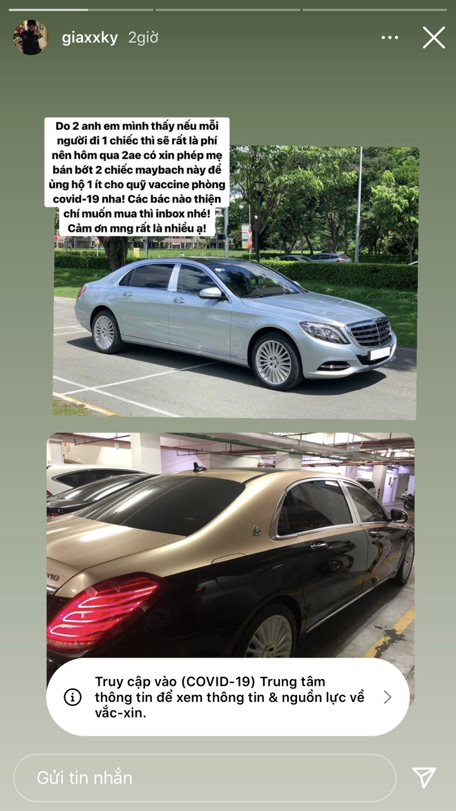 Rich kid 2k3 đi Maybach tiếp tục rao bán 2 chiếc xe chục tỷ ủng hộ Quỹ vaccine Covid-19 - 1 Rich kid 2k3 đi Maybach tiếp tục rao bán 2 chiếc xe chục tỷ ủng hộ Quỹ vaccine Covid-19 - 1