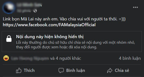 Fanpage Hiệp hội bóng đá Malaysia biến mất sau trận thua tuyển Việt Nam - 1 Fanpage Hiệp hội bóng đá Malaysia biến mất sau trận thua tuyển Việt Nam - 1