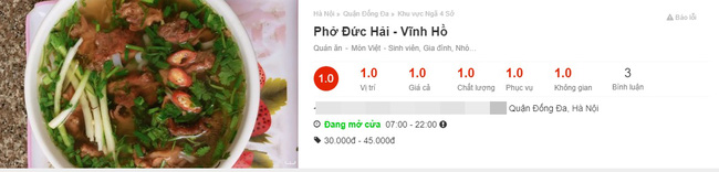 Chủ 'quán Phở Đức Hải' tiết lộ 'tỉnh bơ' sau gần một tuần bị dân mạng tấn công bằng bão 1 sao do phát ngôn thô tục trên mạng xã hội của NSƯT Đức Hải - 1 Chủ 'quán Phở Đức Hải' tiết lộ 'tỉnh bơ' sau gần một tuần bị dân mạng tấn công bằng bão 1 sao do phát ngôn thô tục trên mạng xã hội của NSƯT Đức Hải - 1