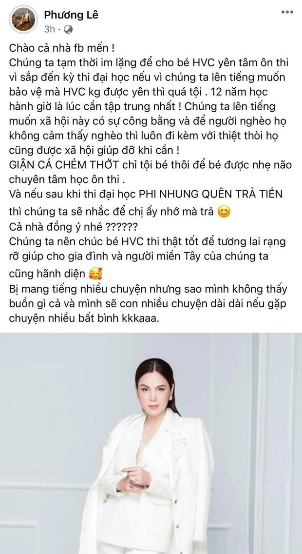 Liên tục đăng bài chỉ trích Phi Nhung và đòi quyền lợi cho Hồ Văn Cường, Hoa hậu Phương Lê bất ngờ kêu gọi mọi người ngưng bàn luận vì lý do này Liên tục đăng bài chỉ trích Phi Nhung và đòi quyền lợi cho Hồ Văn Cường, Hoa hậu Phương Lê bất ngờ kêu gọi mọi người ngưng bàn luận vì lý do này