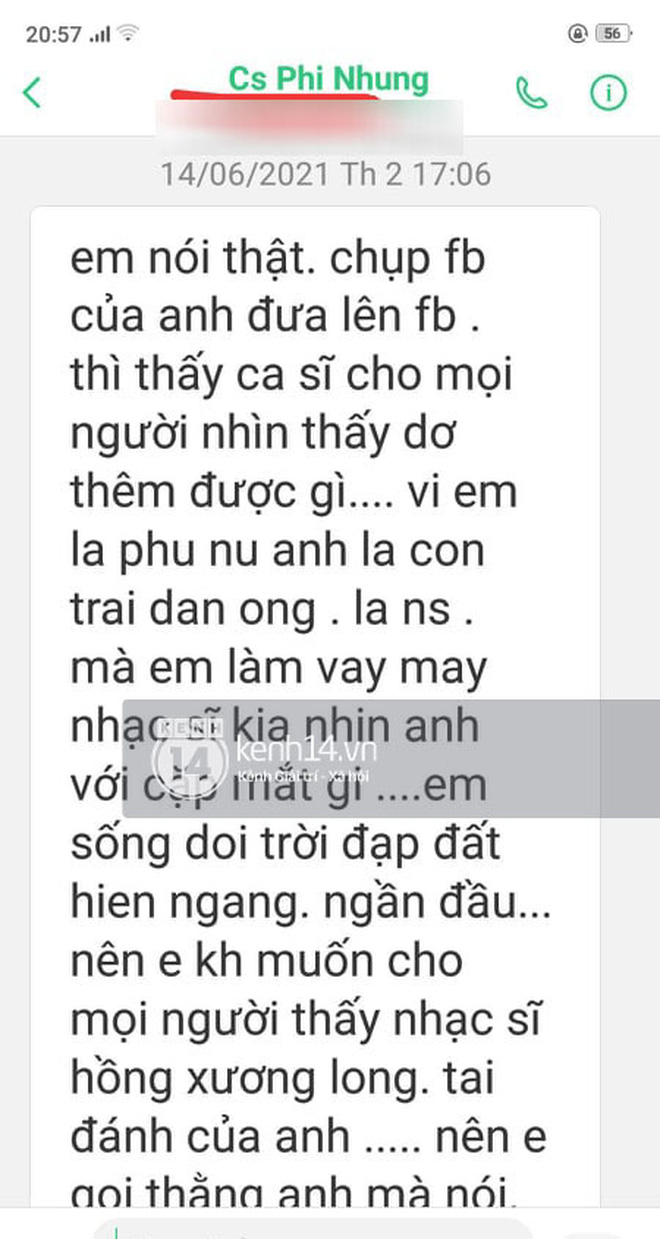 Nhạc sĩ Chim Trắng Mồ Côi tung tin nhắn chứng minh bị Phi Nhung uy hiếp, kể ngọn nguồn và lời xin lỗi bất ngờ sau đó - 3 Nhạc sĩ Chim Trắng Mồ Côi tung tin nhắn chứng minh bị Phi Nhung uy hiếp, kể ngọn nguồn và lời xin lỗi bất ngờ sau đó - 3