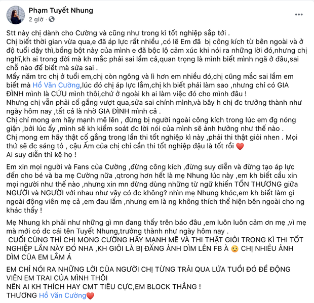 Con gái nuôi Phi Nhung viết tâm thư gửi Hồ Văn Cường, hé lộ chuyện mẹ nuôi bật khóc vì loạt lùm xùm Con gái nuôi Phi Nhung viết tâm thư gửi Hồ Văn Cường, hé lộ chuyện mẹ nuôi bật khóc vì loạt lùm xùm