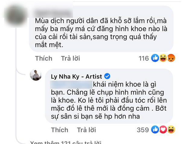 Bị chỉ trích khoe của, không quan tâm sức khoẻ người dân giữa dịch, Lý Nhã Kỳ gay gắt đáp trả 1:1 cả loạt - 4 Bị chỉ trích khoe của, không quan tâm sức khoẻ người dân giữa dịch, Lý Nhã Kỳ gay gắt đáp trả 1:1 cả loạt - 4