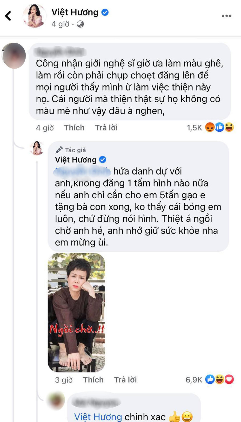 Việt Hương thách antifan ủng hộ 5 tấn gạo thì sẽ thực hiện lời hứa danh dự này! Việt Hương thách antifan ủng hộ 5 tấn gạo thì sẽ thực hiện lời hứa danh dự này!