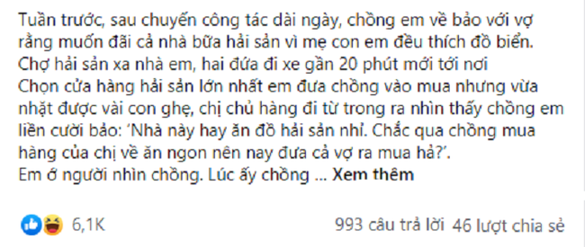 Rủ chồng đi chợ mua hải sản, nghe người bán hàng hỏi anh một câu, vợ sững người phát hiện bí mật không ngờ tới Rủ chồng đi chợ mua hải sản, nghe người bán hàng hỏi anh một câu, vợ sững người phát hiện bí mật không ngờ tới
