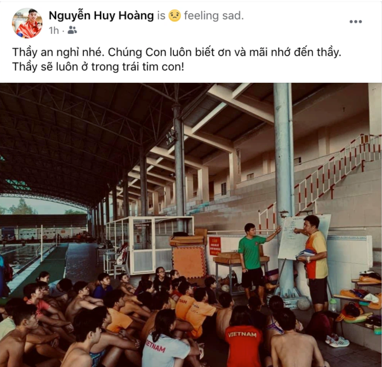 Tấm ảnh và lời tiễn biệt xúc động kình ngư Huy Hoàng gửi HLV qua đời trong khu cách ly Tấm ảnh và lời tiễn biệt xúc động kình ngư Huy Hoàng gửi HLV qua đời trong khu cách ly