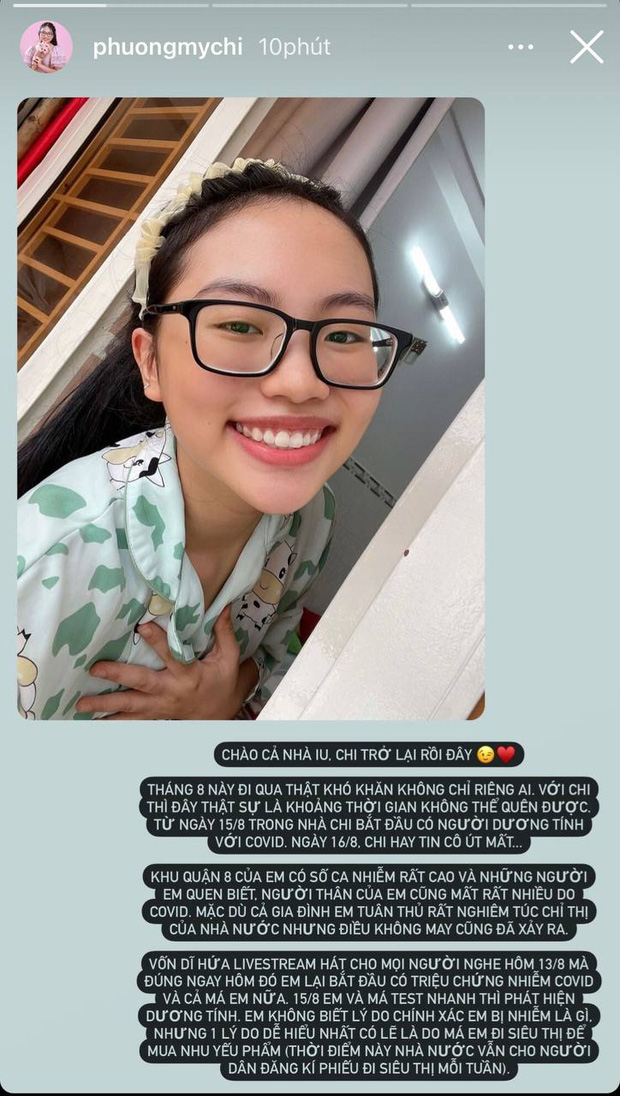 Phương Mỹ Chi thông báo cả gia đình 5 người nhiễm Covid-19 Phương Mỹ Chi thông báo cả gia đình 5 người nhiễm Covid-19