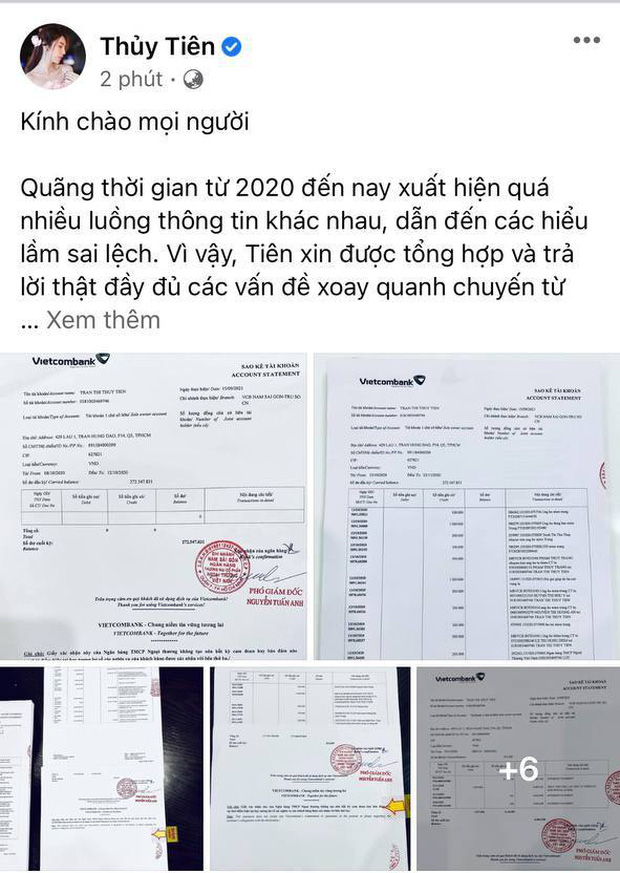 Thuỷ Tiên công bố 18.000 trang sao kê ngân hàng, làm rõ các khoản thu - chi và chốt 1 ý đặc biệt quan trọng Thuỷ Tiên công bố 18.000 trang sao kê ngân hàng, làm rõ các khoản thu - chi và chốt 1 ý đặc biệt quan trọng