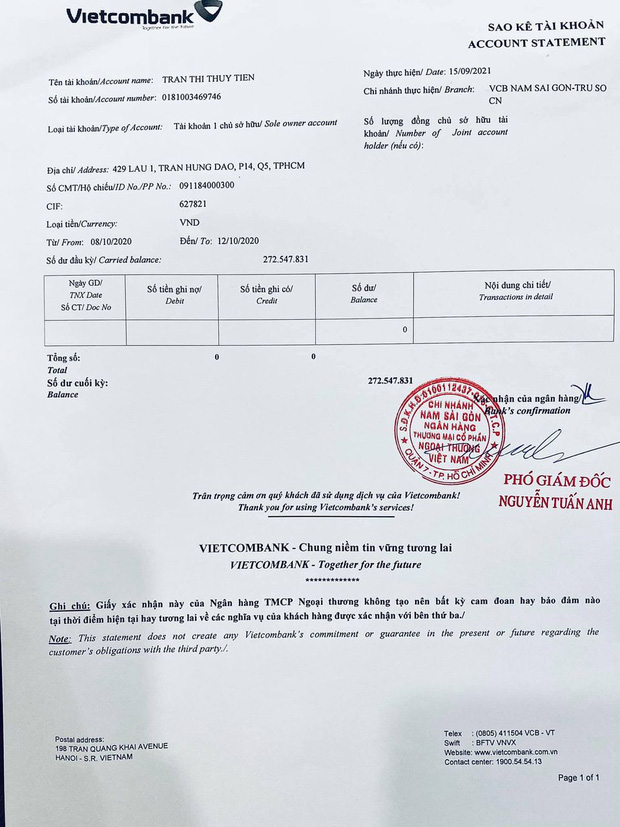 Thuỷ Tiên công bố 18.000 trang sao kê ngân hàng, làm rõ các khoản thu - chi và chốt 1 ý đặc biệt quan trọng - 1 Thuỷ Tiên công bố 18.000 trang sao kê ngân hàng, làm rõ các khoản thu - chi và chốt 1 ý đặc biệt quan trọng - 1