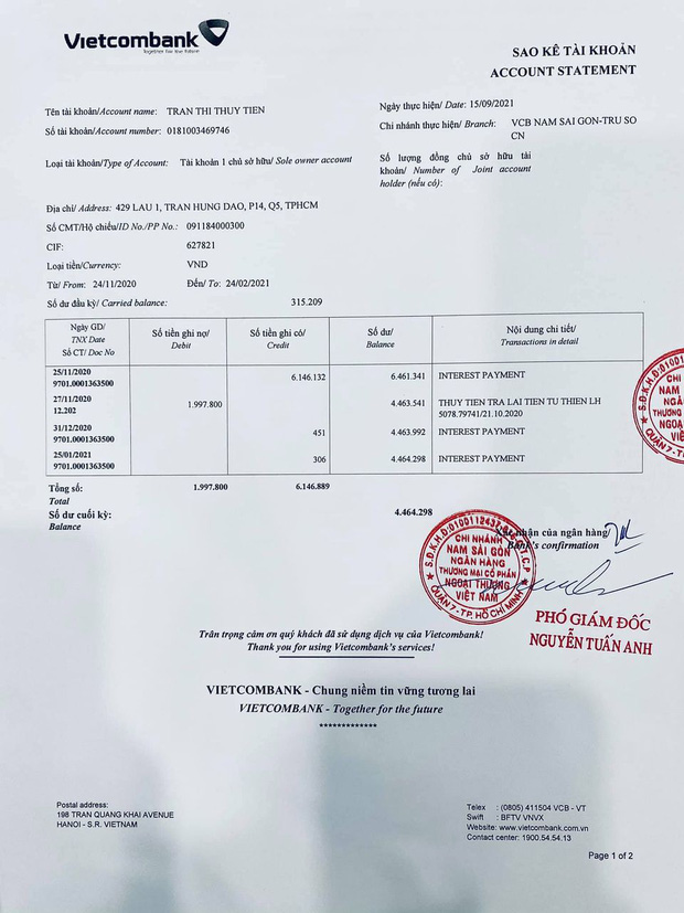 Thuỷ Tiên công bố 18.000 trang sao kê ngân hàng, làm rõ các khoản thu - chi và chốt 1 ý đặc biệt quan trọng - 5 Thuỷ Tiên công bố 18.000 trang sao kê ngân hàng, làm rõ các khoản thu - chi và chốt 1 ý đặc biệt quan trọng - 5