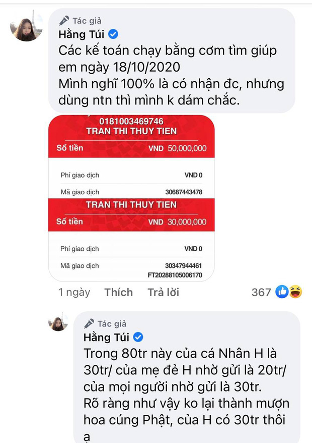 Hằng Túi lên tiếng khi bị mắng 'ké fame' Thuỷ Tiên, trong vụ nhờ netizen tìm giúp 80 triệu đã chuyển khoản từ thiện Hằng Túi lên tiếng khi bị mắng 'ké fame' Thuỷ Tiên, trong vụ nhờ netizen tìm giúp 80 triệu đã chuyển khoản từ thiện