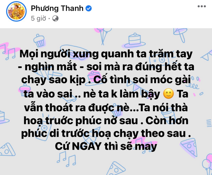 Phương Thanh lên tiếng sau bài đăng xin Tổ nghiệp 'chấn chỉnh nghệ sĩ' - 1 Phương Thanh lên tiếng sau bài đăng xin Tổ nghiệp 'chấn chỉnh nghệ sĩ' - 1