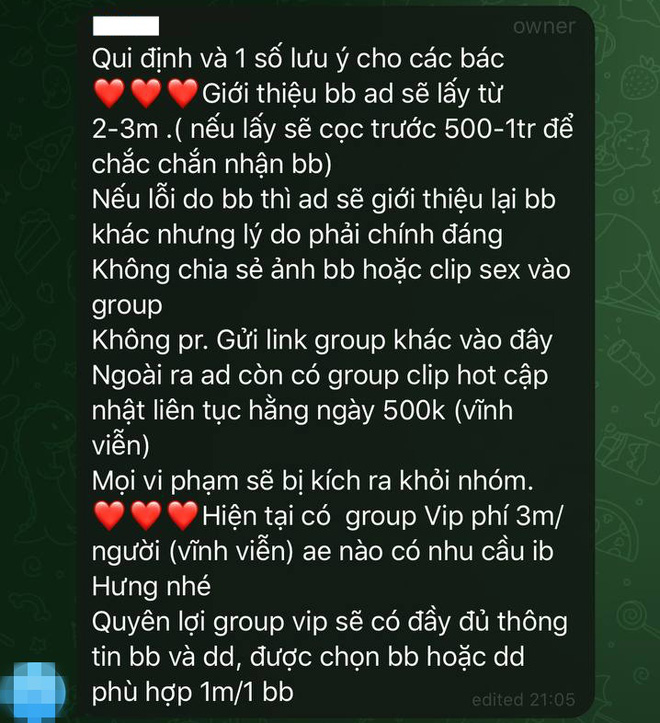 Đột nhập group ngã giá thân xác của 'các bé' 2k4 - 2k5 tìm người bao nuôi: Hét giá 150 triệu/đêm, đặt cọc 50% để gặp, 'boom hàng' thì sale - 12 Đột nhập group ngã giá thân xác của 'các bé' 2k4 - 2k5 tìm người bao nuôi: Hét giá 150 triệu/đêm, đặt cọc 50% để gặp, 'boom hàng' thì sale - 12