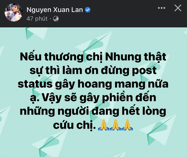 Xuân Lan mỉa mai nhiều người lợi dụng chuyện sức khỏe của Phi Nhung để tăng tương tác cho bản thân Xuân Lan mỉa mai nhiều người lợi dụng chuyện sức khỏe của Phi Nhung để tăng tương tác cho bản thân