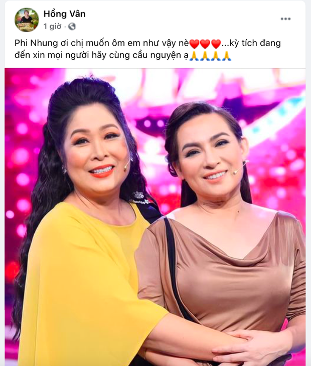 NS Hồng Vân muốn ôm Phi Nhung ngay lúc này, thông báo tin vui nhất chiều nay: 'Kỳ tích đang đến'! NS Hồng Vân muốn ôm Phi Nhung ngay lúc này, thông báo tin vui nhất chiều nay: 'Kỳ tích đang đến'!
