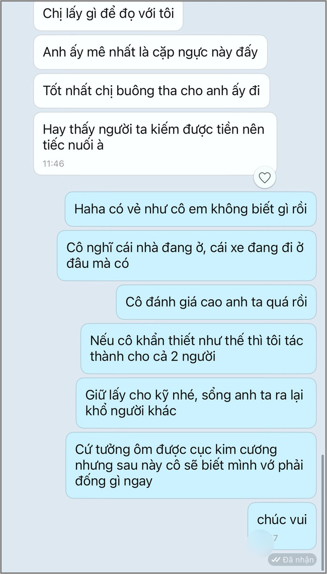 Gửi ảnh nóng mắt để khiêu khích chính thất: 'Chị lấy gì đọ với tôi', tiểu tam nhận lại màn phản đòn thân bại danh liệt khiến dân tình hả hê - 2 Gửi ảnh nóng mắt để khiêu khích chính thất: 'Chị lấy gì đọ với tôi', tiểu tam nhận lại màn phản đòn thân bại danh liệt khiến dân tình hả hê - 2