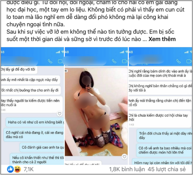Gửi ảnh nóng mắt để khiêu khích chính thất: 'Chị lấy gì đọ với tôi', tiểu tam nhận lại màn phản đòn thân bại danh liệt khiến dân tình hả hê Gửi ảnh nóng mắt để khiêu khích chính thất: 'Chị lấy gì đọ với tôi', tiểu tam nhận lại màn phản đòn thân bại danh liệt khiến dân tình hả hê