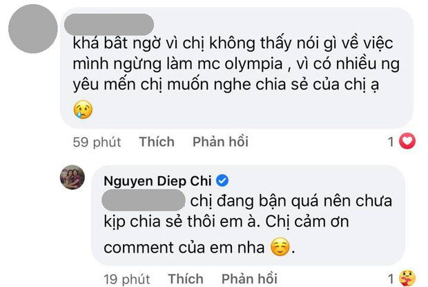 MC Diệp Chi âm thầm làm điều này khi netizen vẫn tràn vào hỏi: Vì sao không tiếp tục dẫn Olympia? - 3 MC Diệp Chi âm thầm làm điều này khi netizen vẫn tràn vào hỏi: Vì sao không tiếp tục dẫn Olympia? - 3