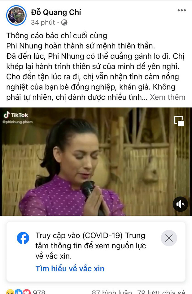 Đại diện Phi Nhung ra thông cáo báo chí cuối cùng, tiết lộ cố ca sĩ chưa tiêm vaccine khi phát hiện nhiễm Covid-19 Đại diện Phi Nhung ra thông cáo báo chí cuối cùng, tiết lộ cố ca sĩ chưa tiêm vaccine khi phát hiện nhiễm Covid-19