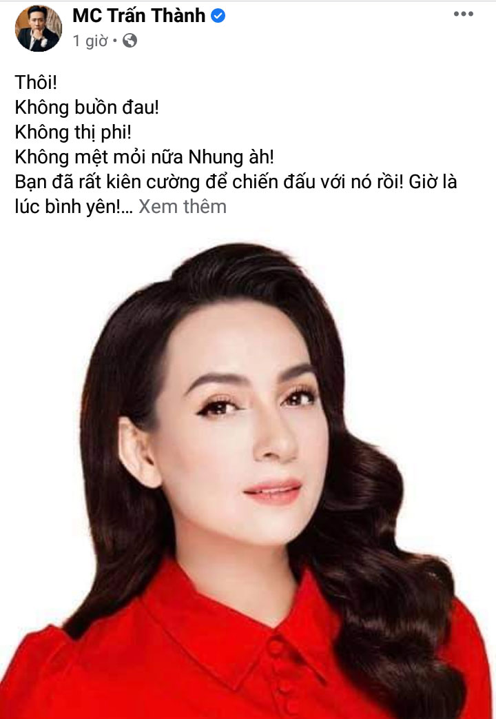 Trấn Thành: 'Phi Nhung là một người phụ nữ mạnh mẽ, luôn nhân hậu dù ký ức của bạn chỉ toàn những trầy trụa và cay đắng' Trấn Thành: 'Phi Nhung là một người phụ nữ mạnh mẽ, luôn nhân hậu dù ký ức của bạn chỉ toàn những trầy trụa và cay đắng'