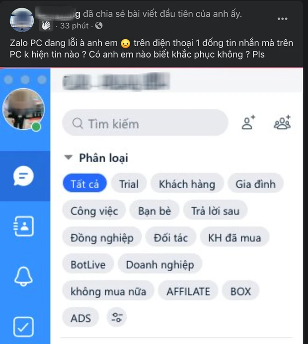 Zalo bị lỗi trong nhiều giờ liền, hàng loạt người dùng than phiền - 1 Zalo bị lỗi trong nhiều giờ liền, hàng loạt người dùng than phiền - 1