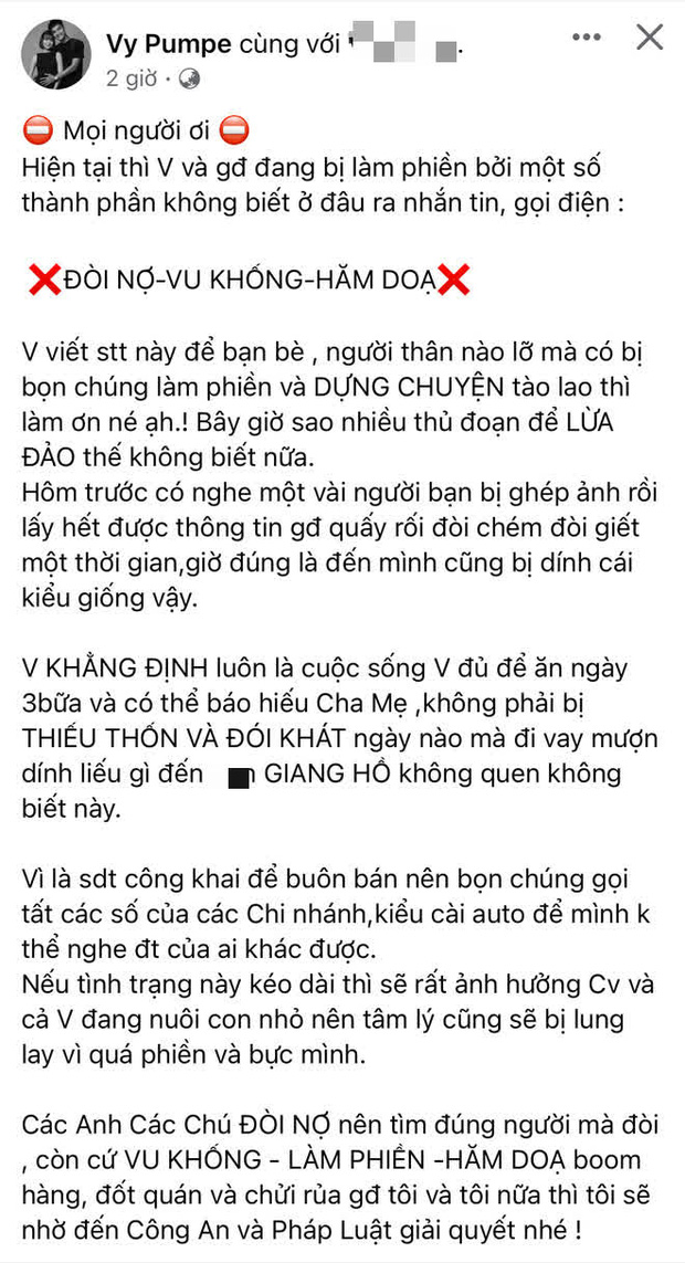 Bị người lạ liên tục nhắn tin, gọi điện dọa đốt quán ăn để đòi nợ, bà xã Mạc Văn Khoa tuyên bố sẽ nhờ công an vào cuộc Bị người lạ liên tục nhắn tin, gọi điện dọa đốt quán ăn để đòi nợ, bà xã Mạc Văn Khoa tuyên bố sẽ nhờ công an vào cuộc