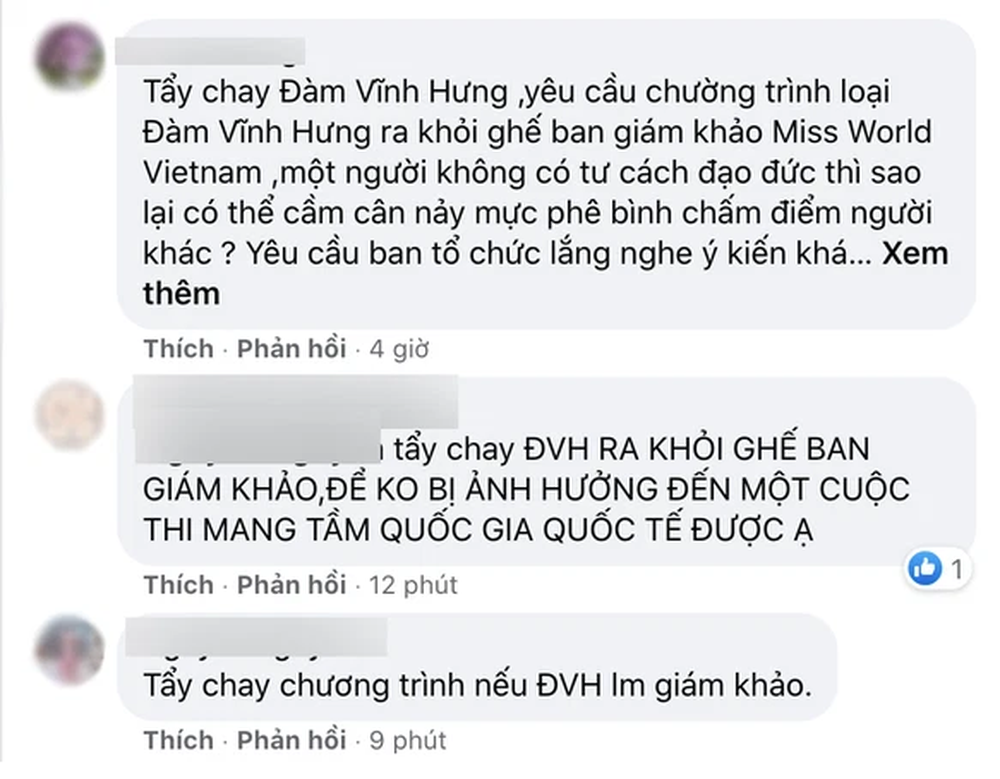 Dân mạng quá khích tràn vào 'tẩy chay' Đàm Vĩnh Hưng trên fanpage Miss World Vietnam 2021 - 2 Dân mạng quá khích tràn vào 'tẩy chay' Đàm Vĩnh Hưng trên fanpage Miss World Vietnam 2021 - 2