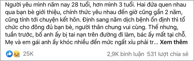 Câu chuyện thu hút 25 nghìn like xôn xao MXH: Hai ngày túc trực bên linh cữu bố chồng tương lai cũng không bằng 2 phút tình cũ xuất hiện! Câu chuyện thu hút 25 nghìn like xôn xao MXH: Hai ngày túc trực bên linh cữu bố chồng tương lai cũng không bằng 2 phút tình cũ xuất hiện!