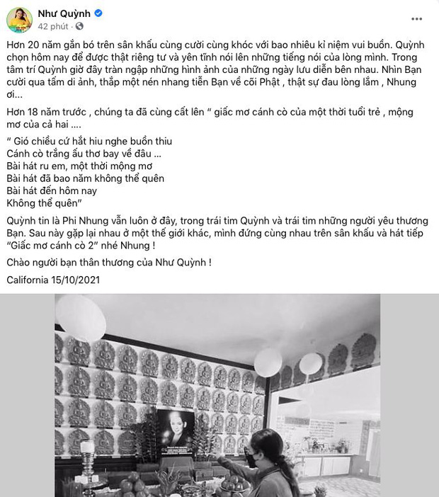 NS Như Quỳnh đến thắp nhang viếng thăm NS Phi Nhung sau tang lễ, xót xa nhớ về giấc mơ gần 20 năm trước bên bạn thân NS Như Quỳnh đến thắp nhang viếng thăm NS Phi Nhung sau tang lễ, xót xa nhớ về giấc mơ gần 20 năm trước bên bạn thân
