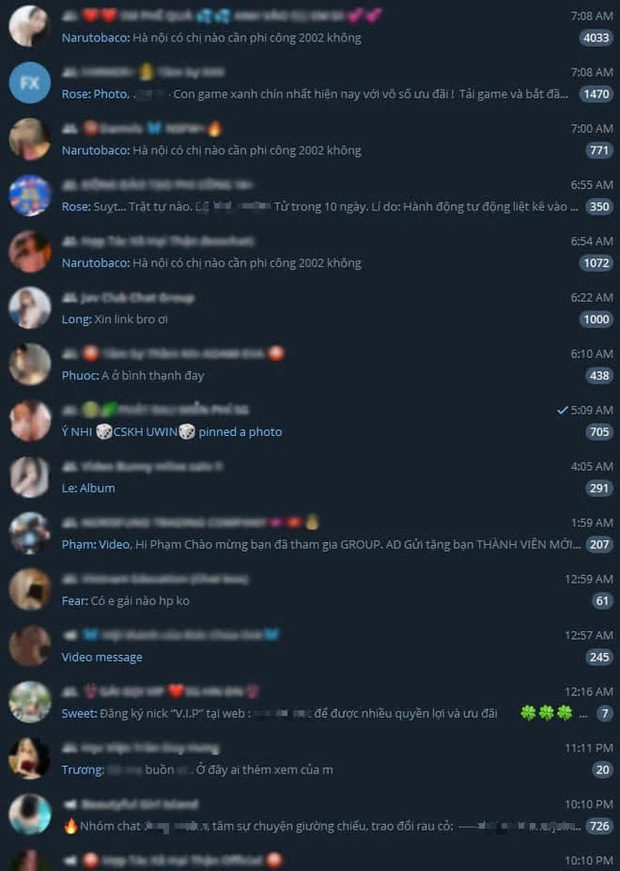 Nhóm chat Telegram 18+ kháo nhau: Có người nổi tiếng của showbiz Việt cũng lên đây tìm content 'bẩn' và 'săn gà' - 3 Nhóm chat Telegram 18+ kháo nhau: Có người nổi tiếng của showbiz Việt cũng lên đây tìm content 'bẩn' và 'săn gà' - 3