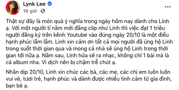 Bị mỉa mai giới tính đúng dịp 20/10, Lynk Lee thản nhiên: 'Với tính cách này của bạn thì cũng sẽ được mọi người chúc sớm thôi' Bị mỉa mai giới tính đúng dịp 20/10, Lynk Lee thản nhiên: 'Với tính cách này của bạn thì cũng sẽ được mọi người chúc sớm thôi'