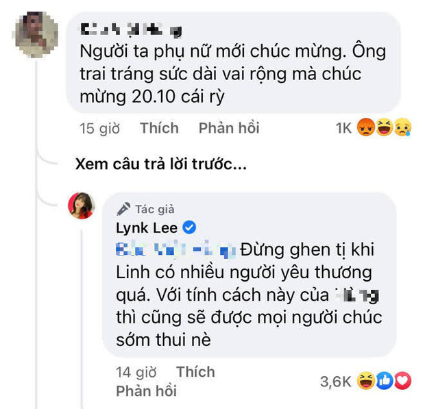 Bị mỉa mai giới tính đúng dịp 20/10, Lynk Lee thản nhiên: 'Với tính cách này của bạn thì cũng sẽ được mọi người chúc sớm thôi' - 1 Bị mỉa mai giới tính đúng dịp 20/10, Lynk Lee thản nhiên: 'Với tính cách này của bạn thì cũng sẽ được mọi người chúc sớm thôi' - 1