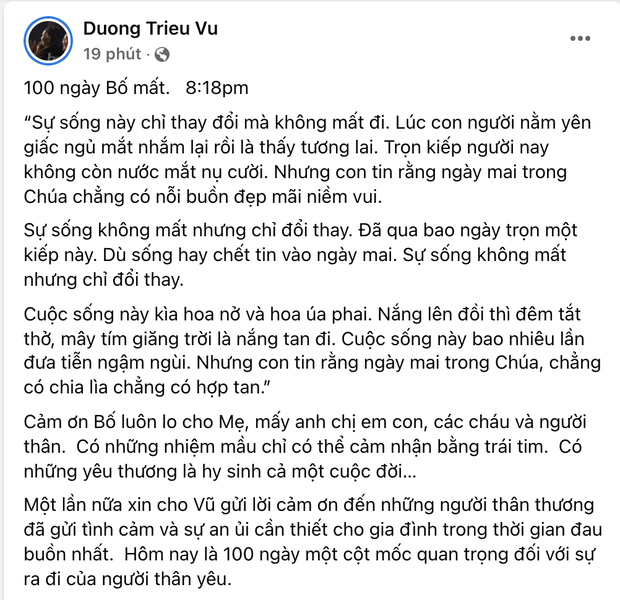 Tròn 100 ngày bố mất, Dương Triệu Vũ lần đầu chia sẻ loạt ảnh trong đám tang, khoảnh khắc NS Hoài Linh gục bên linh cữu bố gây xúc động Tròn 100 ngày bố mất, Dương Triệu Vũ lần đầu chia sẻ loạt ảnh trong đám tang, khoảnh khắc NS Hoài Linh gục bên linh cữu bố gây xúc động