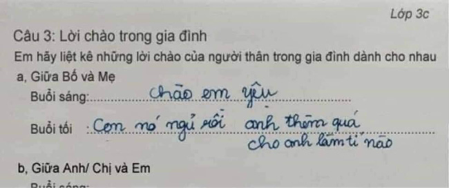 Viết văn về lời chào của người thân, học sinh lớp 3 khiến bố mẹ khóc không ra nước mắt: Thế này thì ai dám đi họp phụ huynh nữa? Viết văn về lời chào của người thân, học sinh lớp 3 khiến bố mẹ khóc không ra nước mắt: Thế này thì ai dám đi họp phụ huynh nữa?