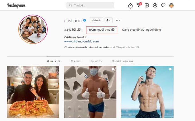 Ronaldo trở thành người đầu tiên đạt 400 triệu người theo dõi trên Instagram - 1