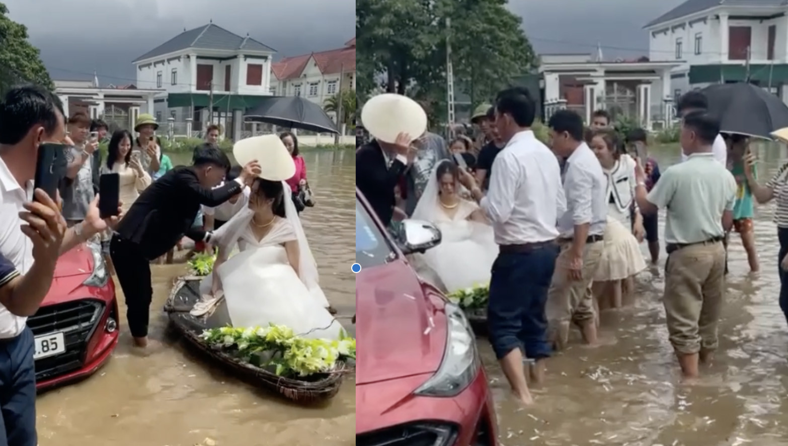 Đám cưới ngày mưa lũ, chú rể Nghệ An dùng thuyền rước dâu Đám cưới ngày mưa lũ, chú rể Nghệ An dùng thuyền rước dâu