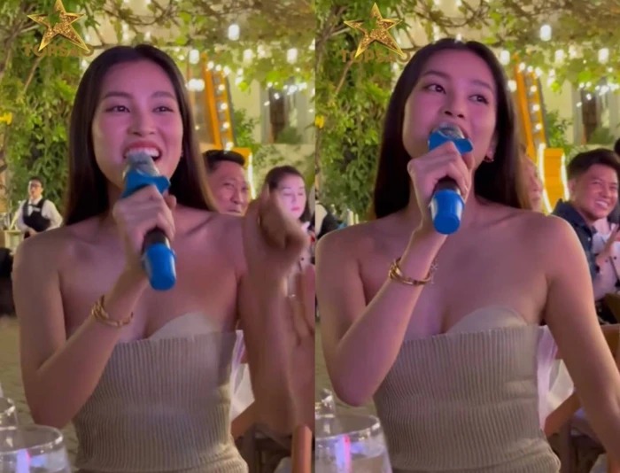 Khoảnh khắc Tiểu Vy được cho là lộ nội y gây tranh cãi.