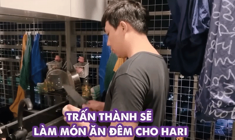 Trấn Thành thường xuyên tự tay vào bếp nấu ăn cho bà xã Hari Won