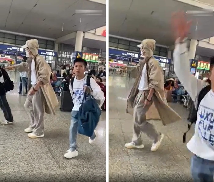 Trợ lý Tạ Na có hành động xô xát với người hâm mộ.