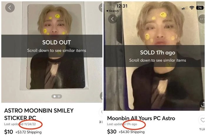 Photocard của Moonbin có giá 10 USD (khoảng 234 nghìn đồng) vào năm 2022, nay đã tăng lên 30 USD (khoảng 704 nghìn đồng)