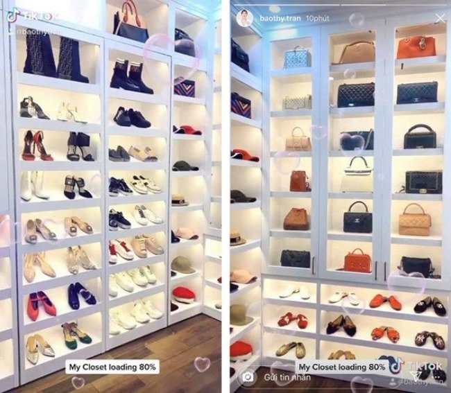 Bảo Thy cũng có căn phòng thay đồ của riêng mình, tại đó chứa nhiều đồ hiệu giá trị.