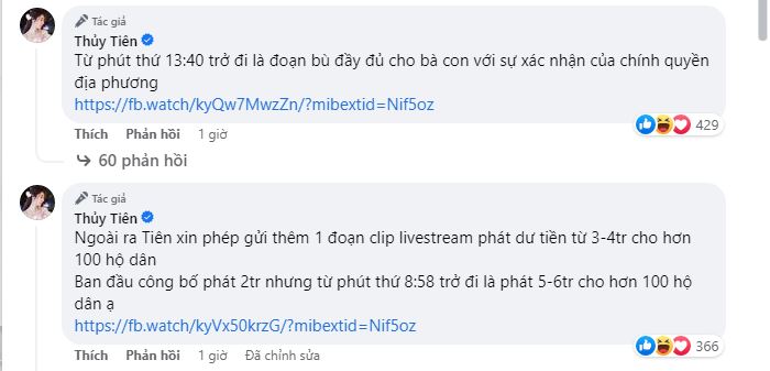 Thủy Tiên đăng trọn link livetream để chứng minh bản thân nói đúng sự thật.