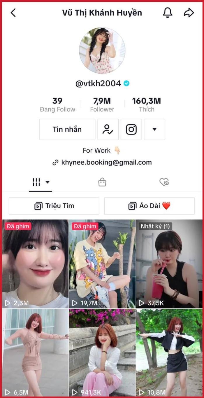Kênh TikTok của Khánh Huyền có lượng tương tác lớn, mỗi clip đều thu về trung bình ít nhất 1 triệu lượt xem