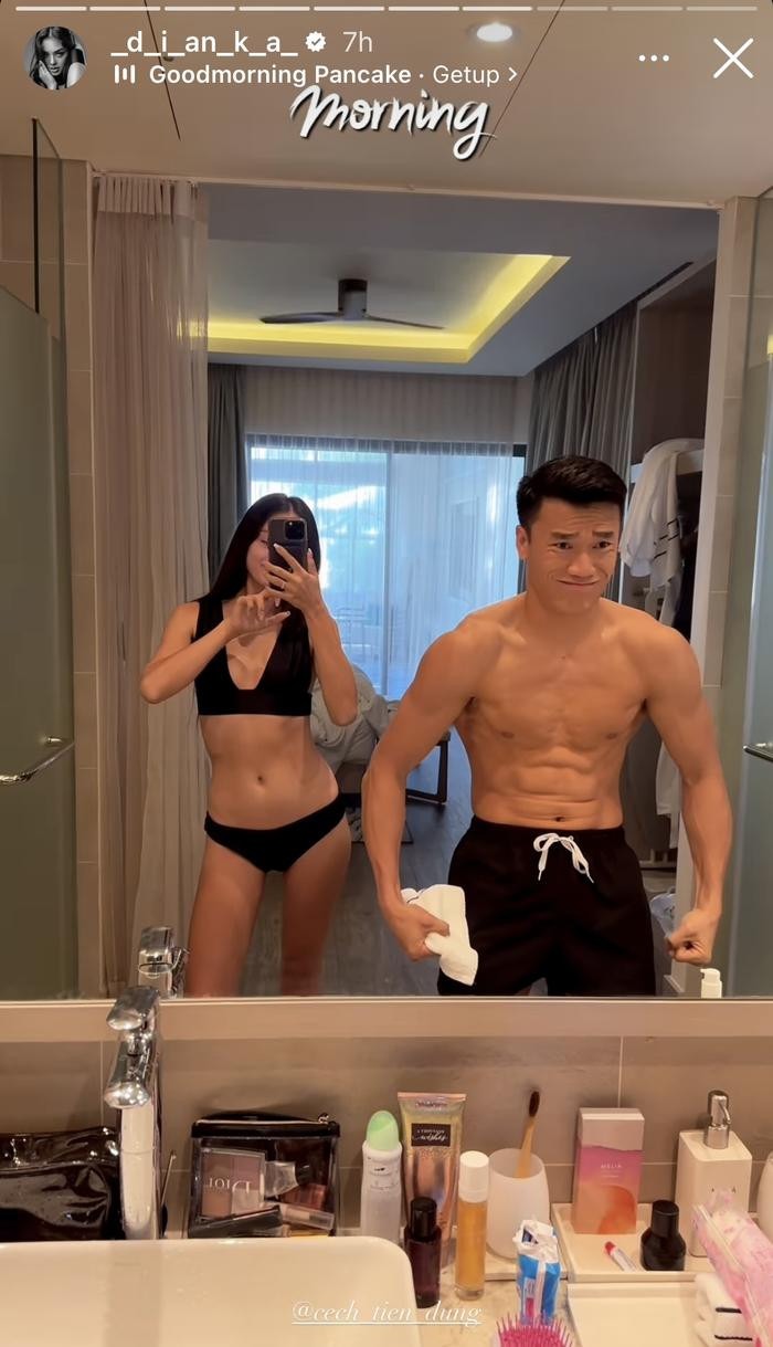 Tỷ lệ cơ thể siêu thực của vợ chồng thủ môn Bùi Tiến Dũng khiến nhiều người ngưỡng mộ