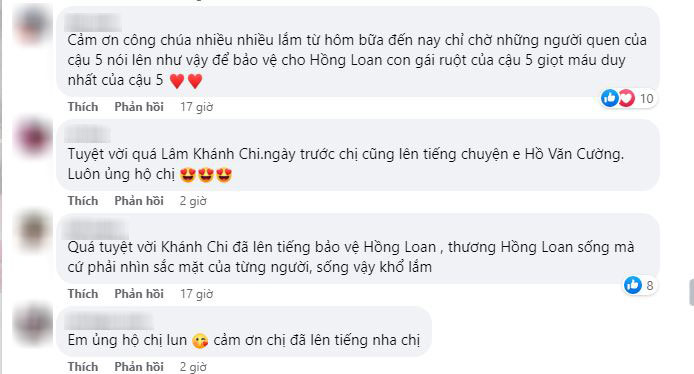 Cư dân mạng ủng hộ Lâm Khánh Chi bảo vệ Hồng Loan.