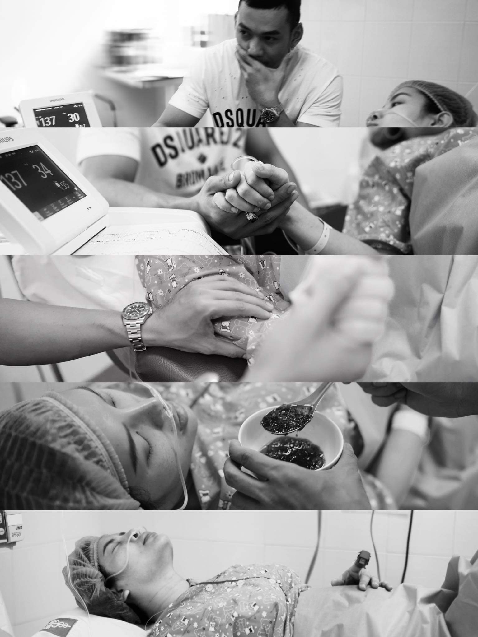 Những hình ảnh trong phòng sinh của Phương Trinh Jolie được ông xã chụp lại (Ảnh: NVCC)