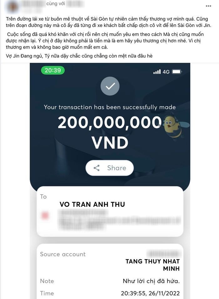 Jin chuyển tiền cho Xíu, mong cô nàng hết mệt