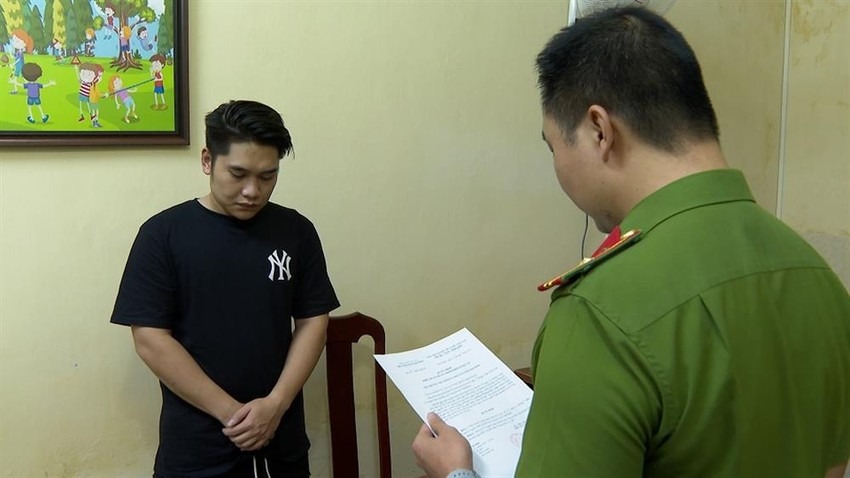 Đối tượng Tạ T&ugrave;ng L&acirc;m tại cơ quan C&ocirc;ng an.&nbsp;