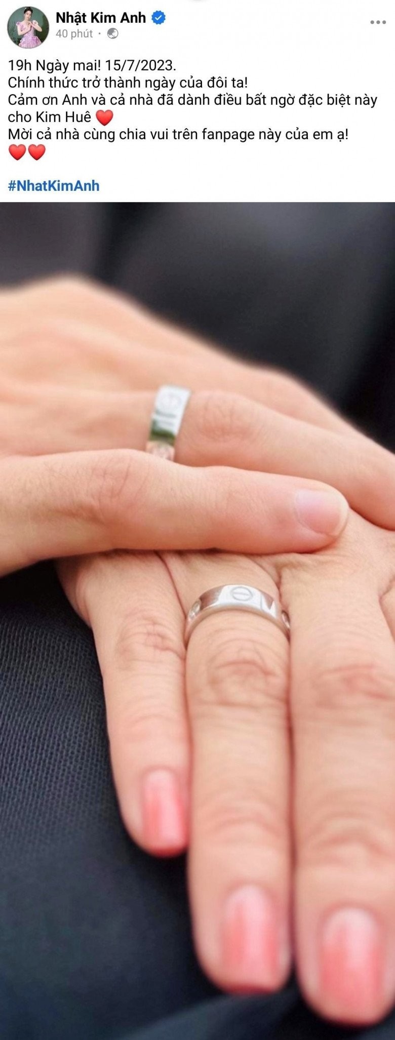 Diễn viên Nhật Kim Anh bất ngờ thông báo 